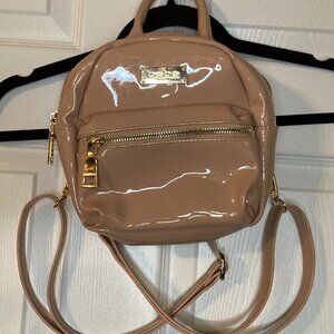 BEBE Los Angeles Blush Pink Mini Backpack Purse - Shiny Finish Y2K Style